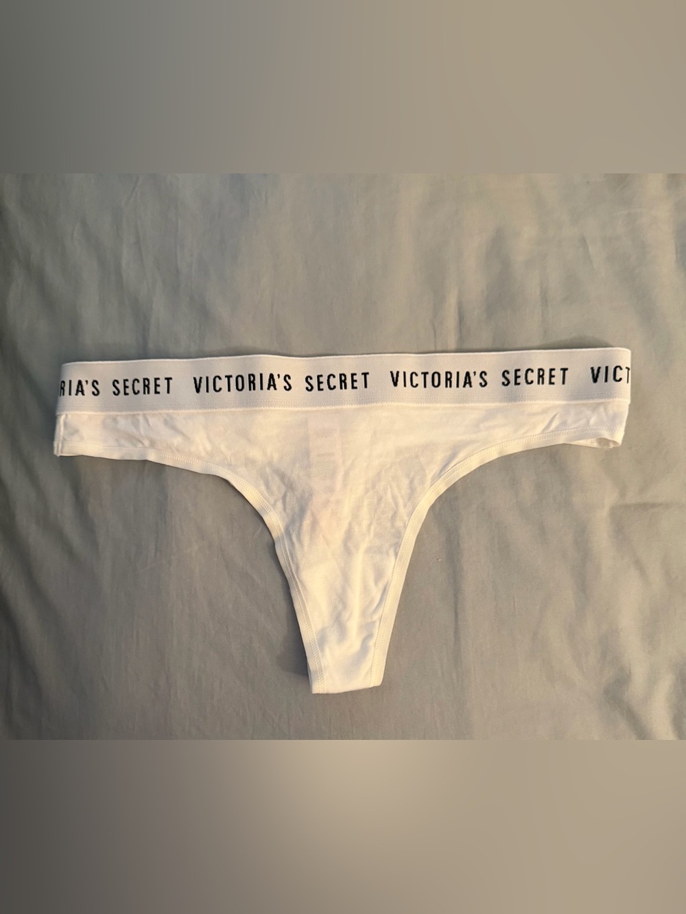 Women’s - Victoria's Secret White Cotton Logo Thong.